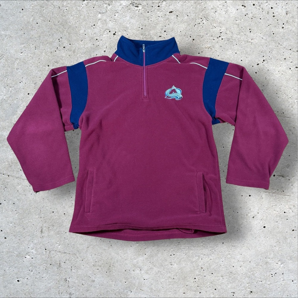 Colorado Avalanche 1/4 Zip Fleece Jacket Youth XXL 18 My NHL Hockey Maroon